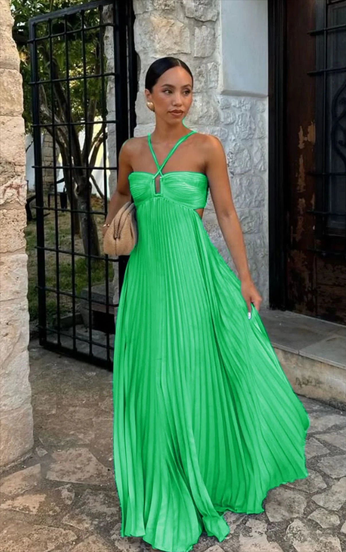 Halter Hollow Out Maxi Dress - HalleBeauty
